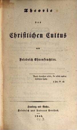 Theorie des christlichen Cultus