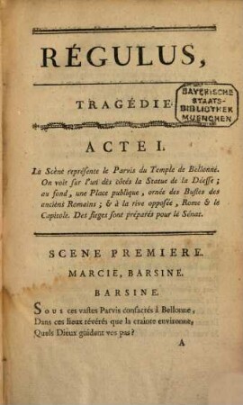 Régulus : tragédie