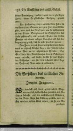 [V.] Die Verführer des weiblichen Geschlechts. Zweytes Fragment