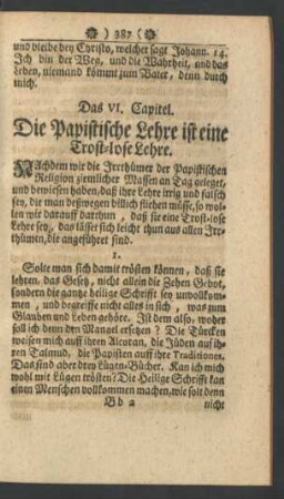 Das VI. Capitel. Die Papistische Lehre ist eine Trost-lose Lehre