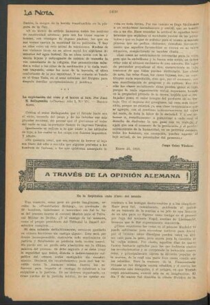 A través de la opinión alemana : En la república "más libre§ del mundo