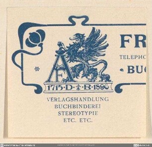 [Stehender Greif mit Monogramm AF]