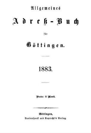 1883: Allgemeines Adressbuch für Göttingen
