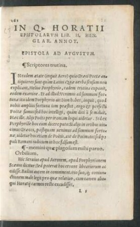 In Q. Horatii Epistolarum Lib. II. Hen. Glar. Annot.
