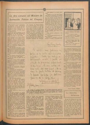 La obra ejemplar del Ministro de Instrucción Pública del Uruguay