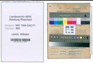 Entnazifizierung Wilhelm Lemm , geb. 31.03.1896 (Meister)