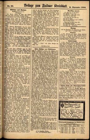 Zweite Ausgabe vom Samstag, den 11. September 1880.