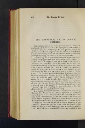 The Transvaal Native Labour Question.