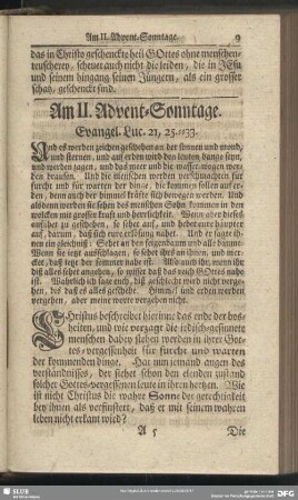 Am II. Advent-Sonntage. Evangel. Luc. 21, 25-33