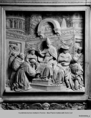 Die Verleihung der Ordensregel durch Papst Honorius III. - Pulpito