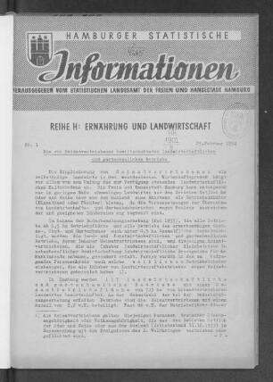 Die von heimatvertriebenen bewirtschafteten landwirtschaftlichen und gartenbaulichen Betriebe : Nr. 1