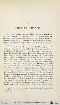 I. Namen der Vorgebirge