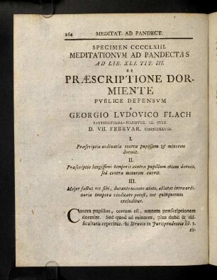 264-279, Meditat. Ad. Pandect. Sp. CCCCLXIII. De Praescript. Dorm. Meditat. Ad Pandect. Sp. CCCCLXIV. De Praescript. Interrvpt.