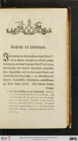 Nachricht des Uebersetzers
