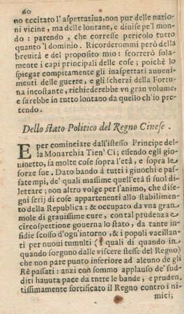Dello stato Politico del Regno Cinese
