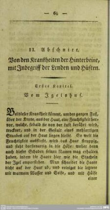 II. Abschnitt. Von den Krankheiten der Hinterbeine, mit Inbegriff der Lenden und Hüften