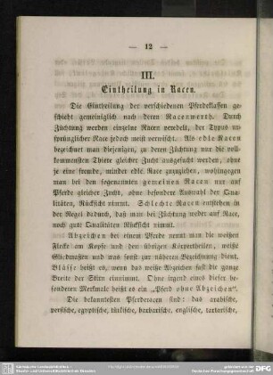 III. Eintheilung in Racen