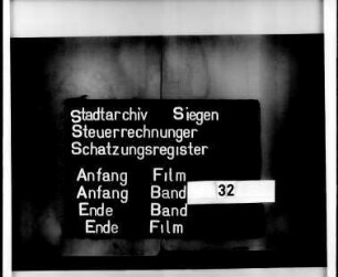 Schatzungsregister der Stadt Siegen der Bürgermeister Johann Solbach und Heidrich Pithan (24 Blatt)