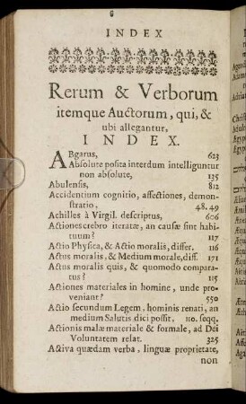 Rerum & Verborum itemque Auctorum, qui, & ubi allegantur, Index.