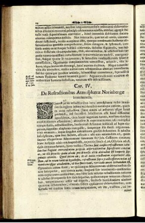 Cap. IV. De Refractionibus Atmosphaerae Norinbergae imminentis.