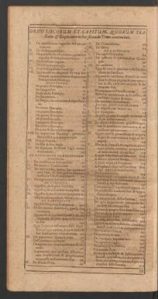 Ordo Locorum Et Capitum, Quorum Tractatio & Explicatio in hoc secundo Tomo continetur.