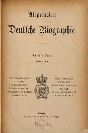 Allgemeine Deutsche Biographie, 2. Balde - Bode