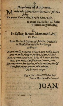 Sylloges Memorabilium Medicinae Et Mirabilium Naturae Arcanorum, Centuriae ..., 6