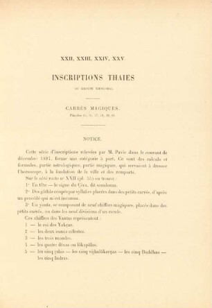 XXII. XXIII. XXIV, XXV. Inscription Thaies du groupe Nieng-Mai