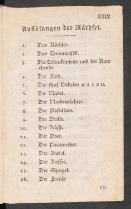 Auflösung der Räthsel