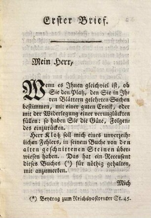 Briefe, antiquarischen Inhalts : Agōisma mallon es to parachrēma akuein ē ktēma es aei, 1