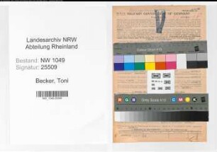Entnazifizierung Toni Becker , geb. 30.05.1915 (Angestellter)