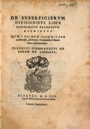 De superficierum divisionibus liber Machometo Bagdedino ascriptus