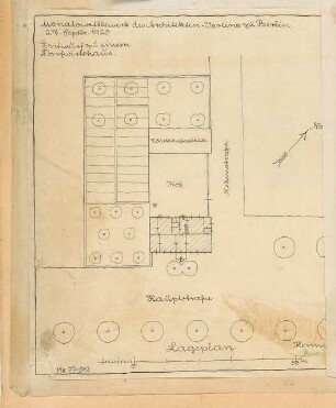 Dorfwirtschaft Monatskonkurrenz September 1920: Lageplan (1:500); Maßstabsleiste