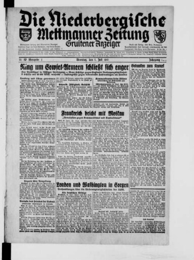 Titelseite einer Zeitung