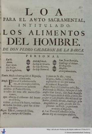 Loa para el Auto Sacramental Los Alimentos del Hombre.