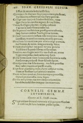 Cornelii Gemmæ Lovaniensis.