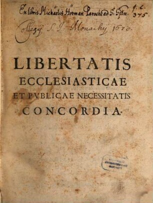 Libertatis ecclesiasticae et publicae necessitatis concordia