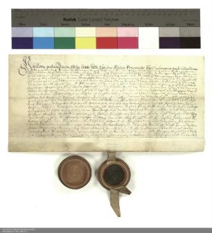 Lehenbrief Joachims [von von Gravenegg], Abt von Fulda, für Johann Adam Wiegand über ein Haus in Fulda und weitere im Einzelnen genannte Lehen