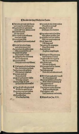 Ain new lied herr Vlrichs von Hutten.|| : Ich habs gewagt mit sinnen|| vnd trag des noch kain rew|| ...