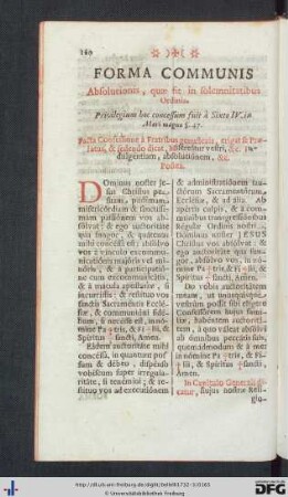 Forma Communis Absolutionis, quae fit in solemnitatibus Ordinis.