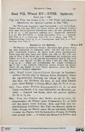 Saal VII, Wand XV-XVIII. Spätzeit