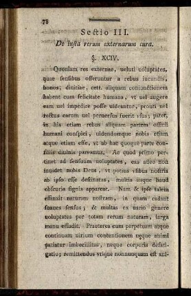Sectio III. De iusta rerum externarum cura.