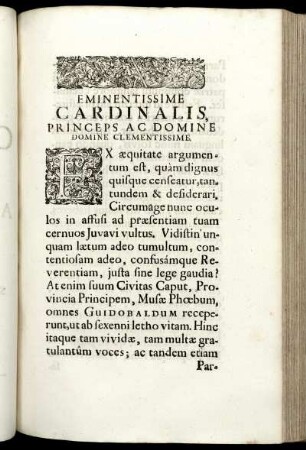 Eminentissime Cardinalis Princips Ac Domine Domine Clementissime.