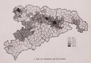 Karte, Zahl der Obstbäume in Sachsen, 1928