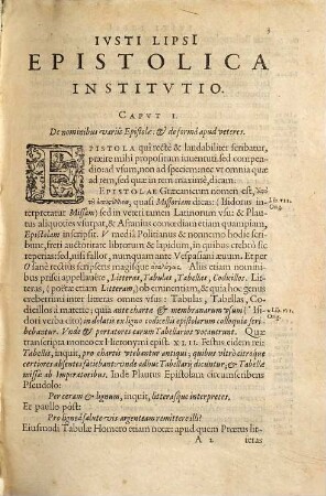 Ivsti Lipsi[i] Epistolica Institvtio : Excepta e dictantis eius ore, Anno M.D.LXXXVIII. mense Iunio