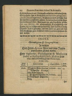 Index Chronologicus & Corographicus.