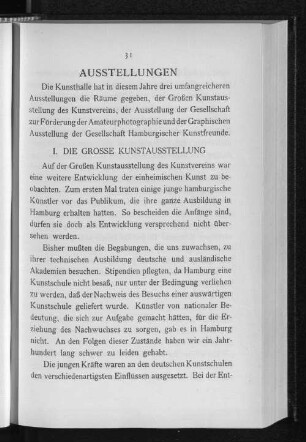 I. Die grosse Kunstausstellung