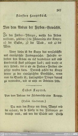 Fünftes Hauptstück. Von dem Anbau der Farben-Gewächse