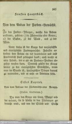 Fünftes Hauptstück. Von dem Anbau der Farben-Gewächse