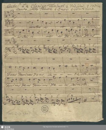 Sanctus - Mus.2-D-511 - Mus.2-D-511a : V (4), orch, bc